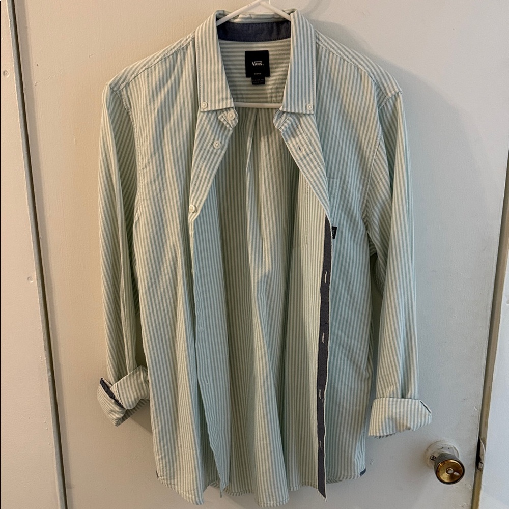 Vans Men's Light Green Striped Shirt Jacket